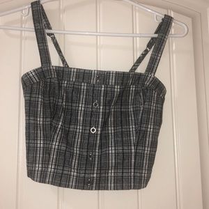 Plaid cropped button up tank